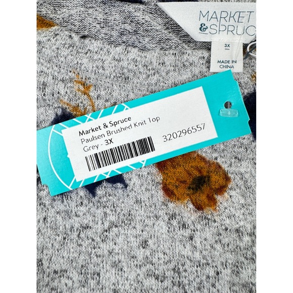 Market & Spruce Paulsen Brushed Knit‎ Top - Grey 3X Stitch Fix New With Tags - Picture 4 of 5